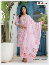 Peach Floral Printed Cotton Kurta