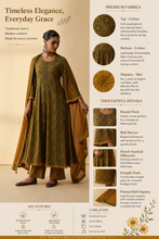 Mustard Yellow Anarkali Set with Mandala Block Print