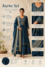 Navy Blue Embroidered Anarkali Kurta Set
