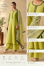 Olive Green Floral Printed Straight Kurta Set with Contrast Piping