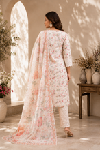Cream Floral Printed Cotton Suit Set