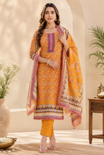 Mustard Floral Printed Kurta Set with Dupatta
