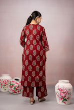 Maroon Straight Kurta Set with Paisley Print