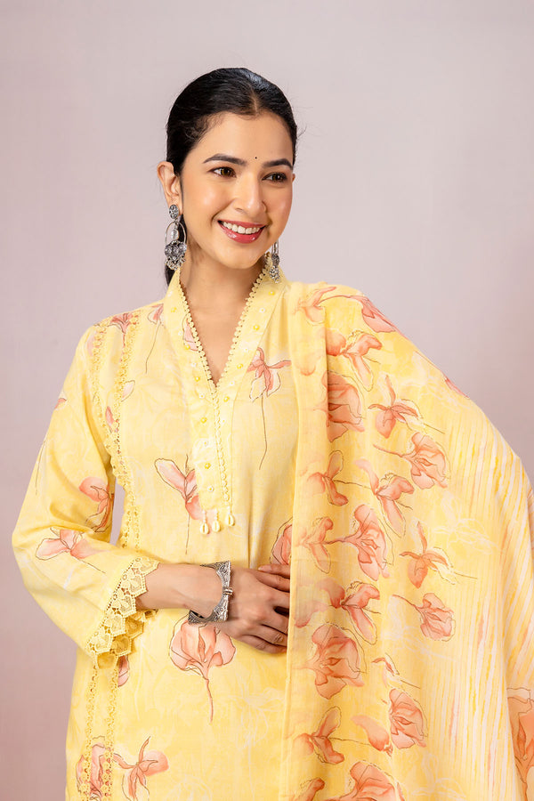Yellow Straight-Cut Kurta Set