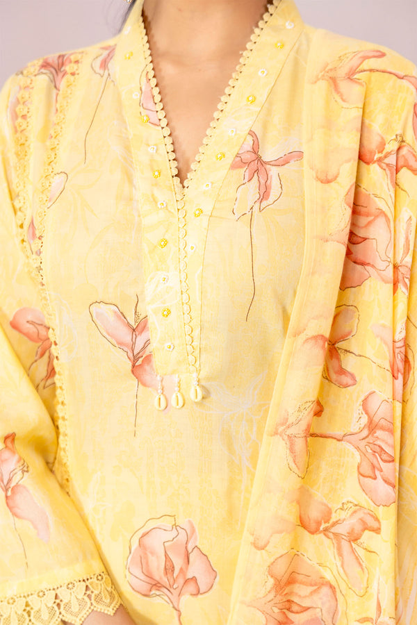 Yellow Straight-Cut Kurta Set