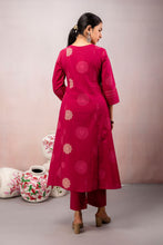 Pink Floral Motif  Straight Kurta Set