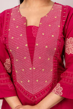 Pink Floral Motif  Straight Kurta Set