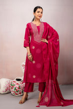 Pink Floral Motif  Straight Kurta Set