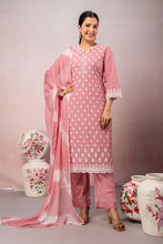 Floral Embroidery 3Pcs Straight Kurta Set
