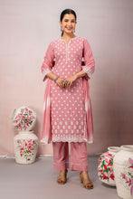 Floral Embroidery 3Pcs Straight Kurta Set
