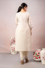 Grey Paisley Work 3Pcs Straight Kurta Set
