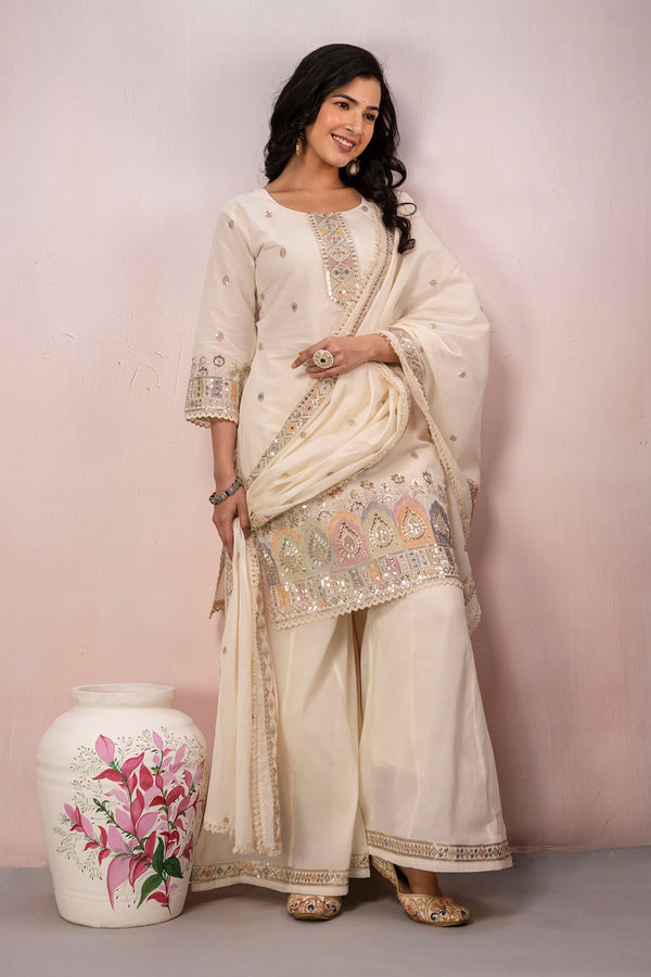 Pastel Embroidery Sharara Set