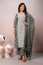White Lace Panel 3Pcs Kurta Set