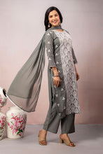 White Lace Panel 3Pcs Kurta Set