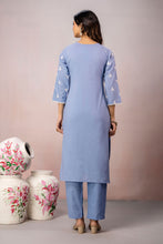 Sky Blue Floral Embroidered Kurta Set