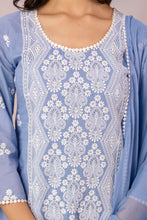 Sky Blue Floral Embroidered Kurta Set