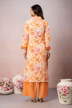 Orange Floral Printed Kurta Set