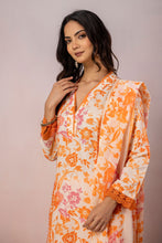 Orange Floral Printed Kurta Set