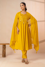 Mirror Embroidery Mustard 3 pcs Kurta Set