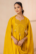 Mirror Embroidery Mustard 3 pcs Kurta Set