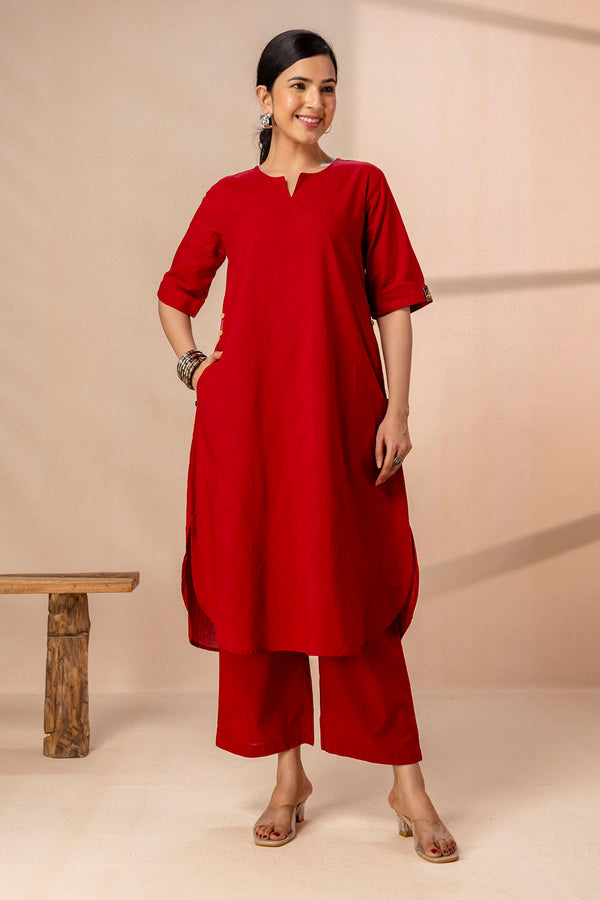 Solid Red Long Co-ord Set