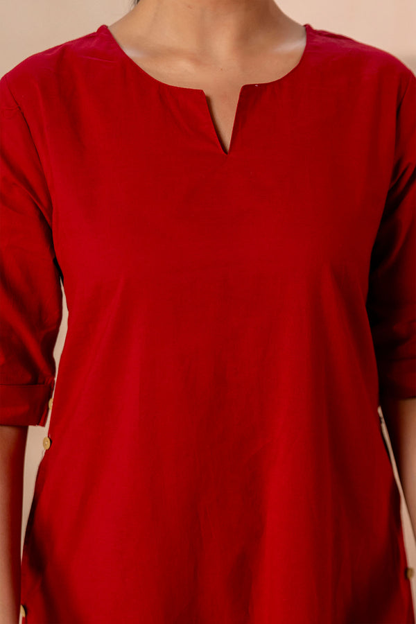 Solid Red Long Co-ord Set
