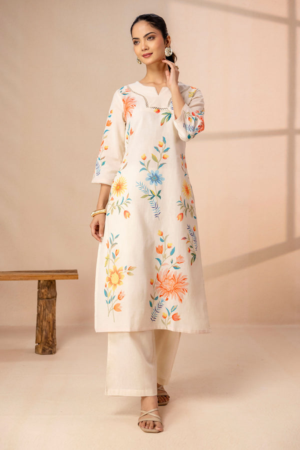 Botanical Printed Straight Kurta Set