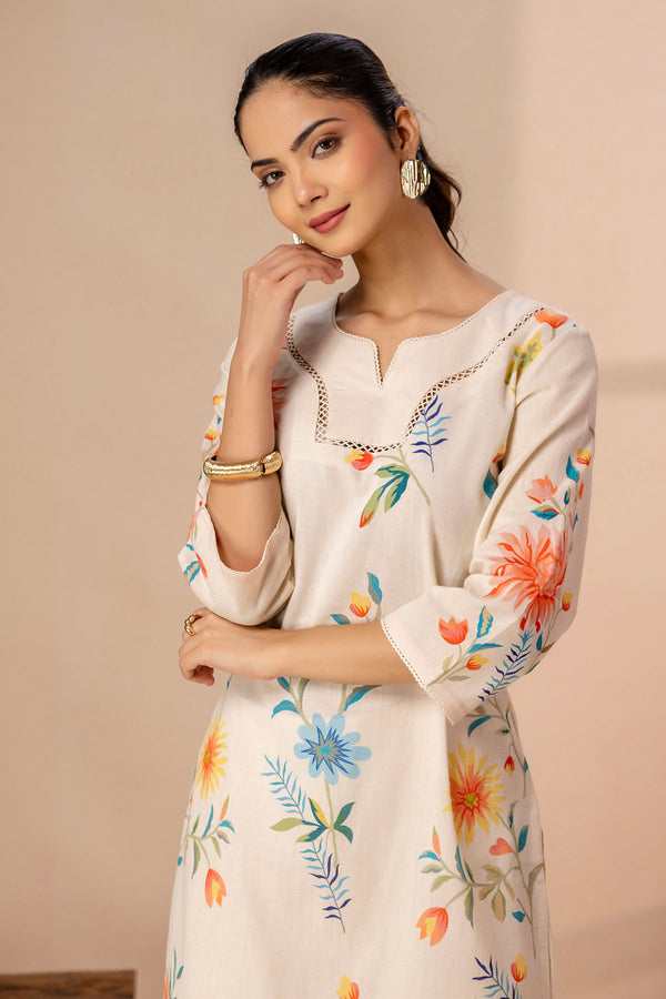 Botanical Printed Straight Kurta Set