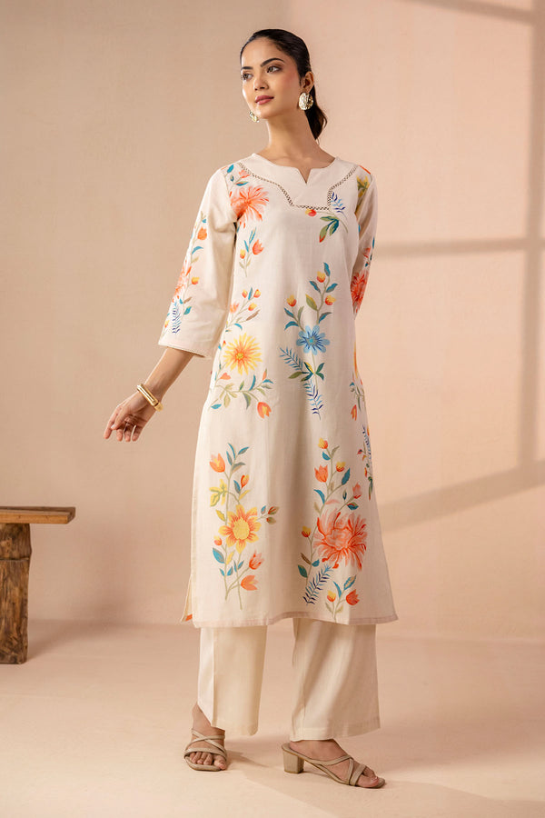 Botanical Printed Straight Kurta Set