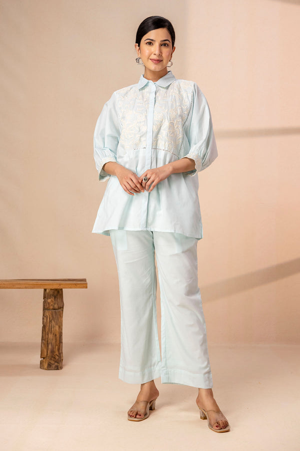 Sky Blue Embroidered Co-ord Sets