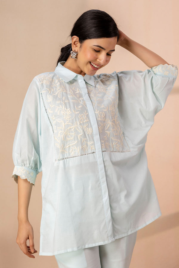 Sky Blue Embroidered Co-ord Sets