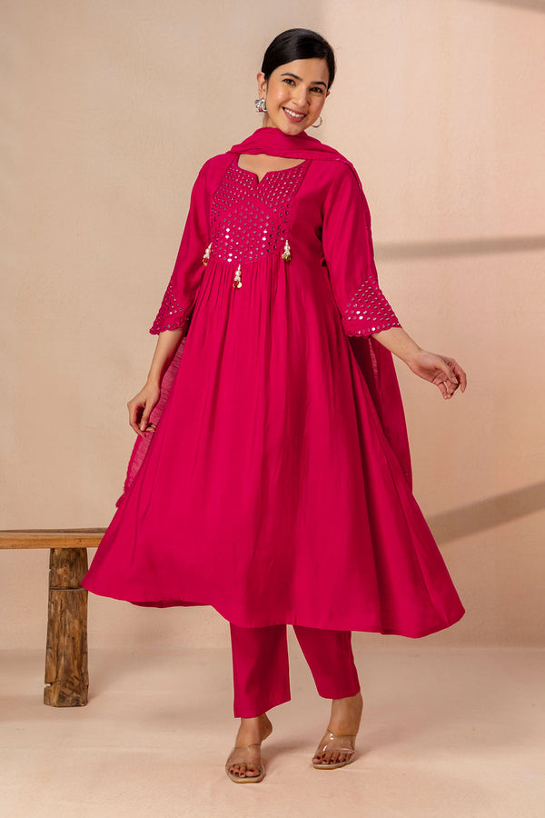 Vibrant Pink Anarkali Kurta Set