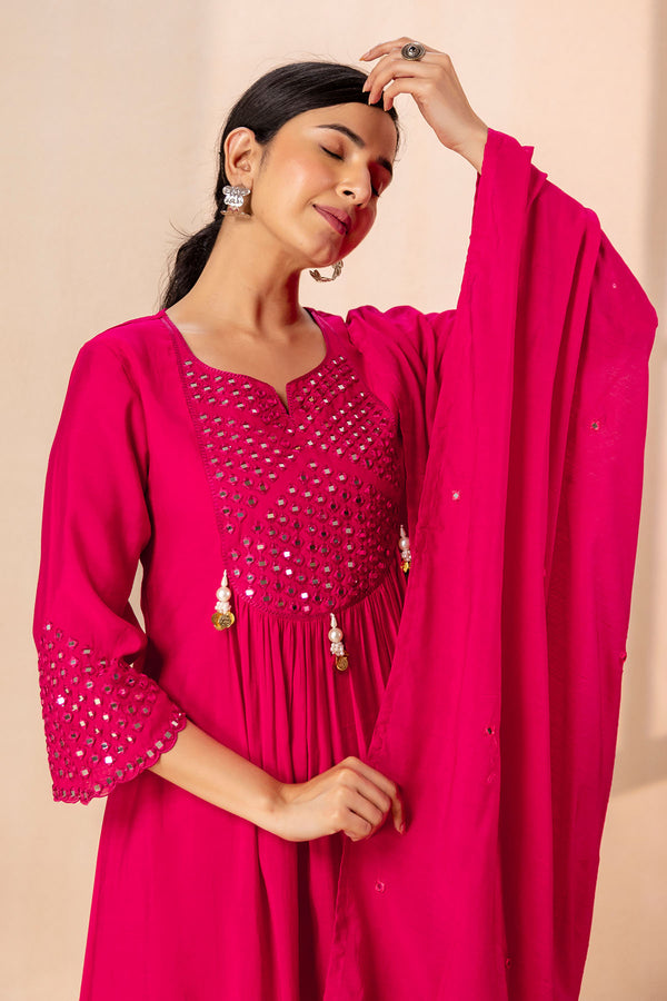 Vibrant Pink Anarkali Kurta Set