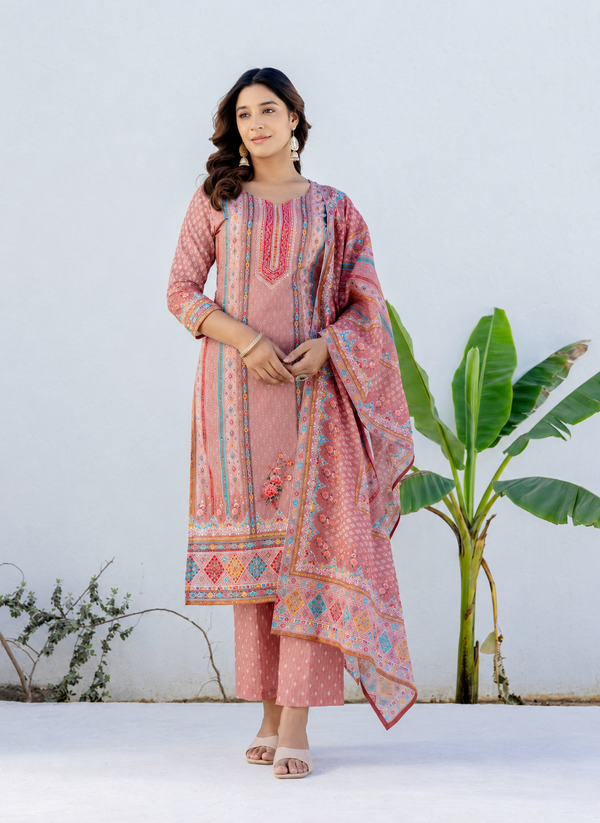 Floral Printed Kurta Set with Dupatta