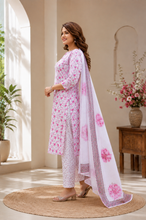Pink Floral Printed 3-Piece Suit Set