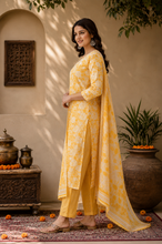 Yellow Floral Printed Kurta Set