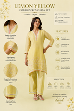 Lemon Yellow Co-ord set with Stylish Embroidery