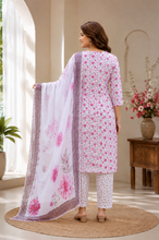 Pink Floral Printed 3-Piece Suit Set