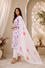 Magenta Floral Printed 3-Piece Kurta Set