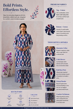 Elegant Long Co-ord Set with White Ikat Print