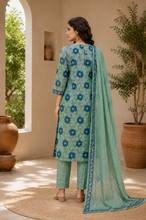 Green Floral Printed Cotton Suit Set