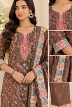 Brown Printed Kurta Set with Dupatta
