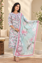 Sage Green Floral Printed Kurta Set