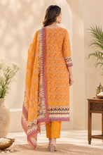 Mustard Floral Printed Kurta Set with Dupatta