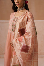 Peach Printed Kurta Set with Patterned Dupatta