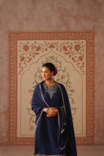 Navy Blue Embroidered Straight Kurta Set