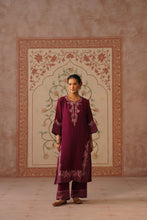 Wine Kashmiri Embroidered Kurta Set