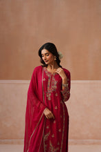 Rani Pink Embroidered Silk Kurta Set