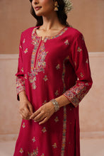Rani Pink Embroidered Silk Kurta Set