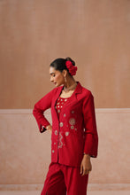 Maroon Embroidered Blazer Co-Ord Set
